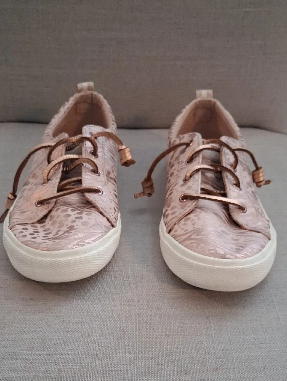 Sperry Rose Gold Printed Sneakers, Size 9